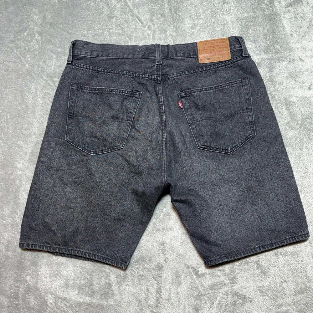 Levi's Premium 501‎ Button Fly Denim Shorts Men 36 Washed Black Charcoal 9